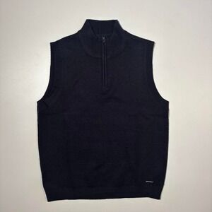 Navy Blue Threadbare 1/4 Zip Sweater Vest - Size L